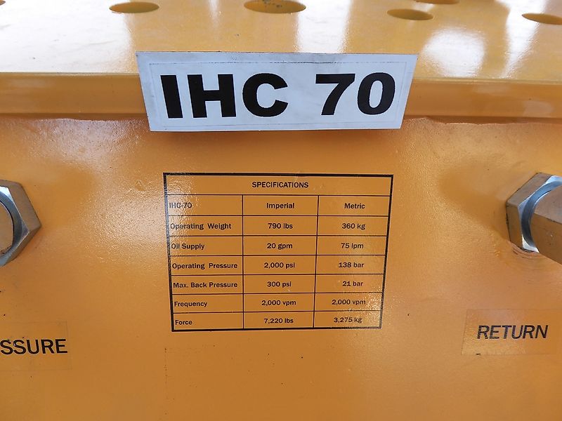 Indeco - hydraulische Rüttelplatte IHC 70 Festanbau - Bagger: 3,5t-13t